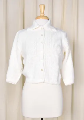 1950s Vintage Off White Cropped Sweater