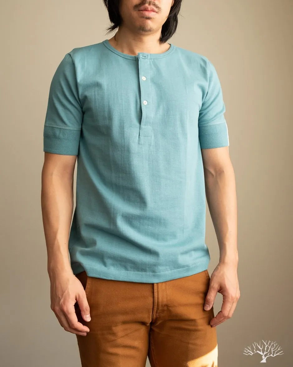 207 Short Sleeve Henley - Aqua
