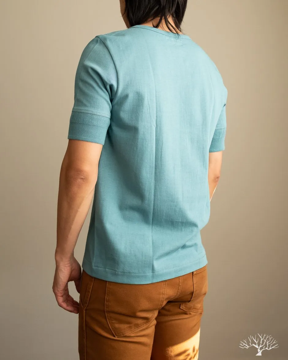 207 Short Sleeve Henley - Aqua