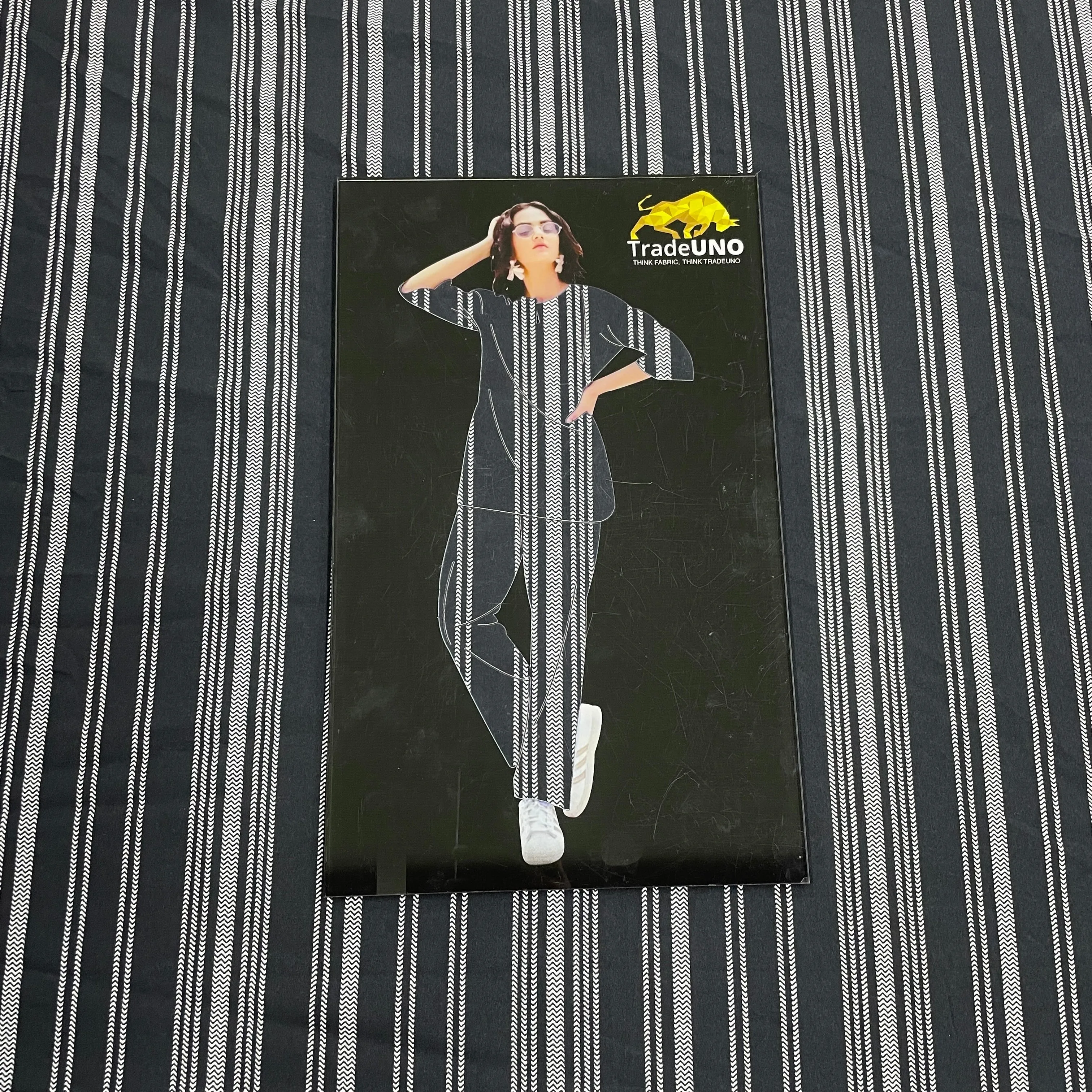 Black White Stripe Semi Rayon Fabric