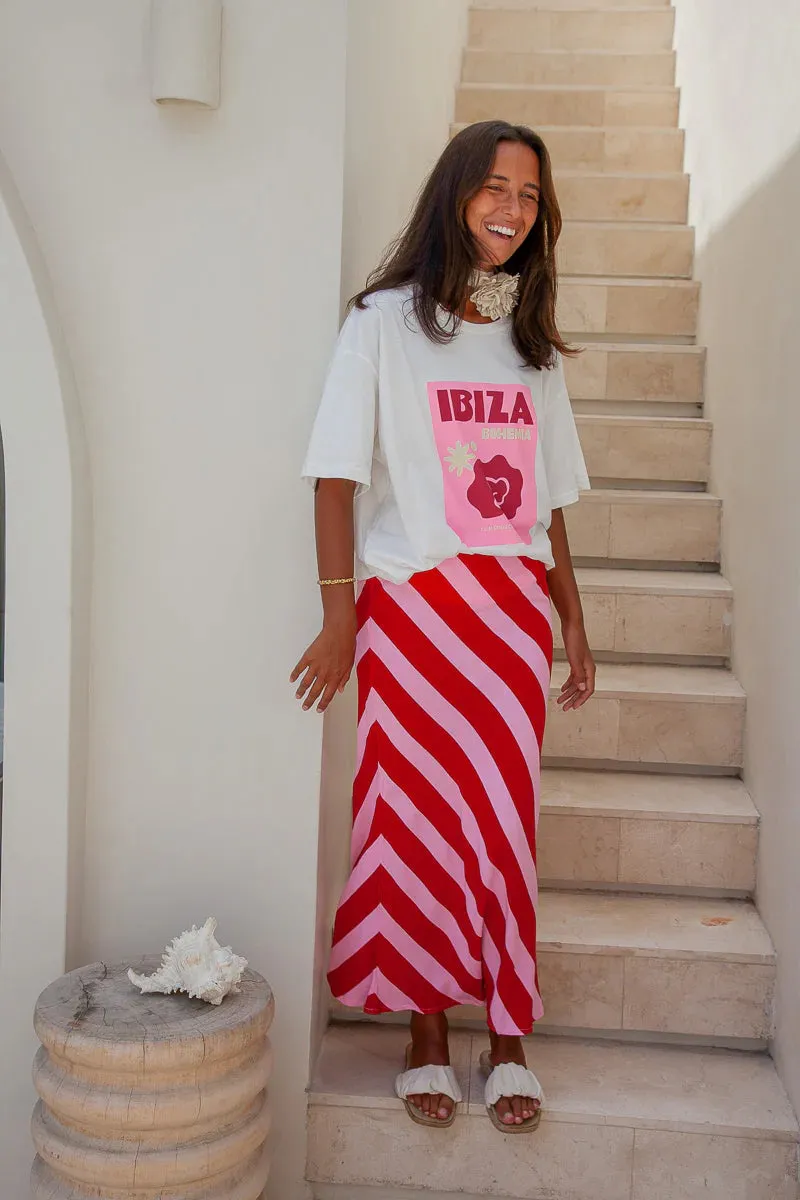 Palm Collective - Ziggy Stripe Skirt - Red/Pink