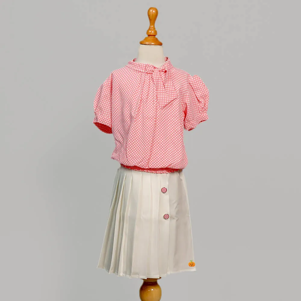 Puffed Sleeves Skirt And Top For Kids