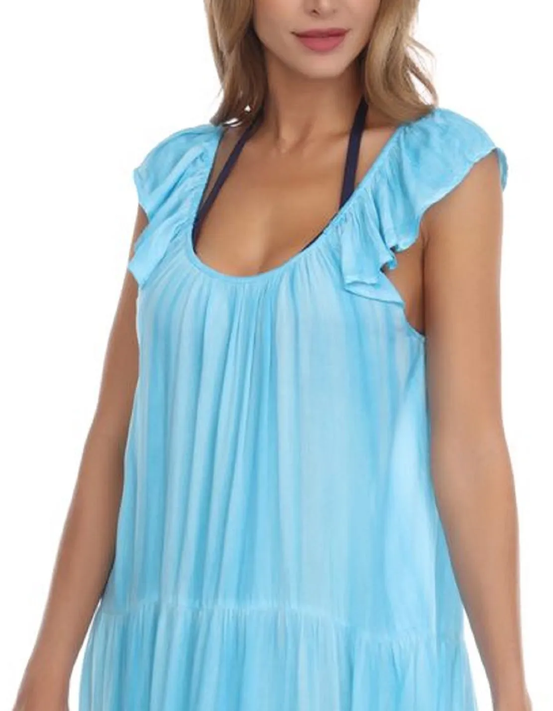 Raviya Women's Tiered Dress Cover Up Swimsuit Blue