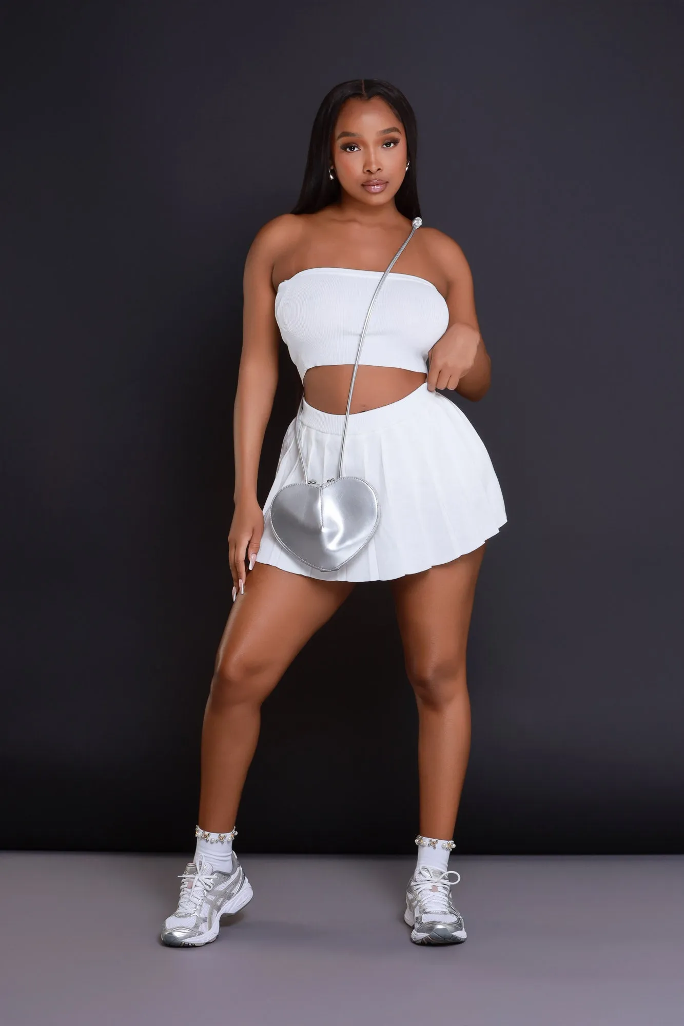 Rush Week Pleated Mini Tennis Skort - White