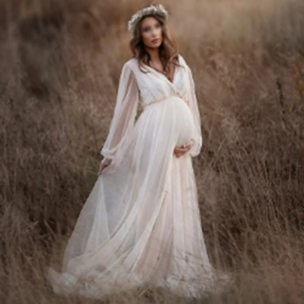 TastyHottie - Pregnant Women Plus Size Women's Long Mesh Dress