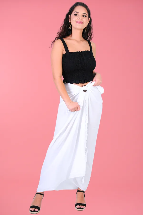 VGS095 - PLAIN RAYON SARONG - WHITE