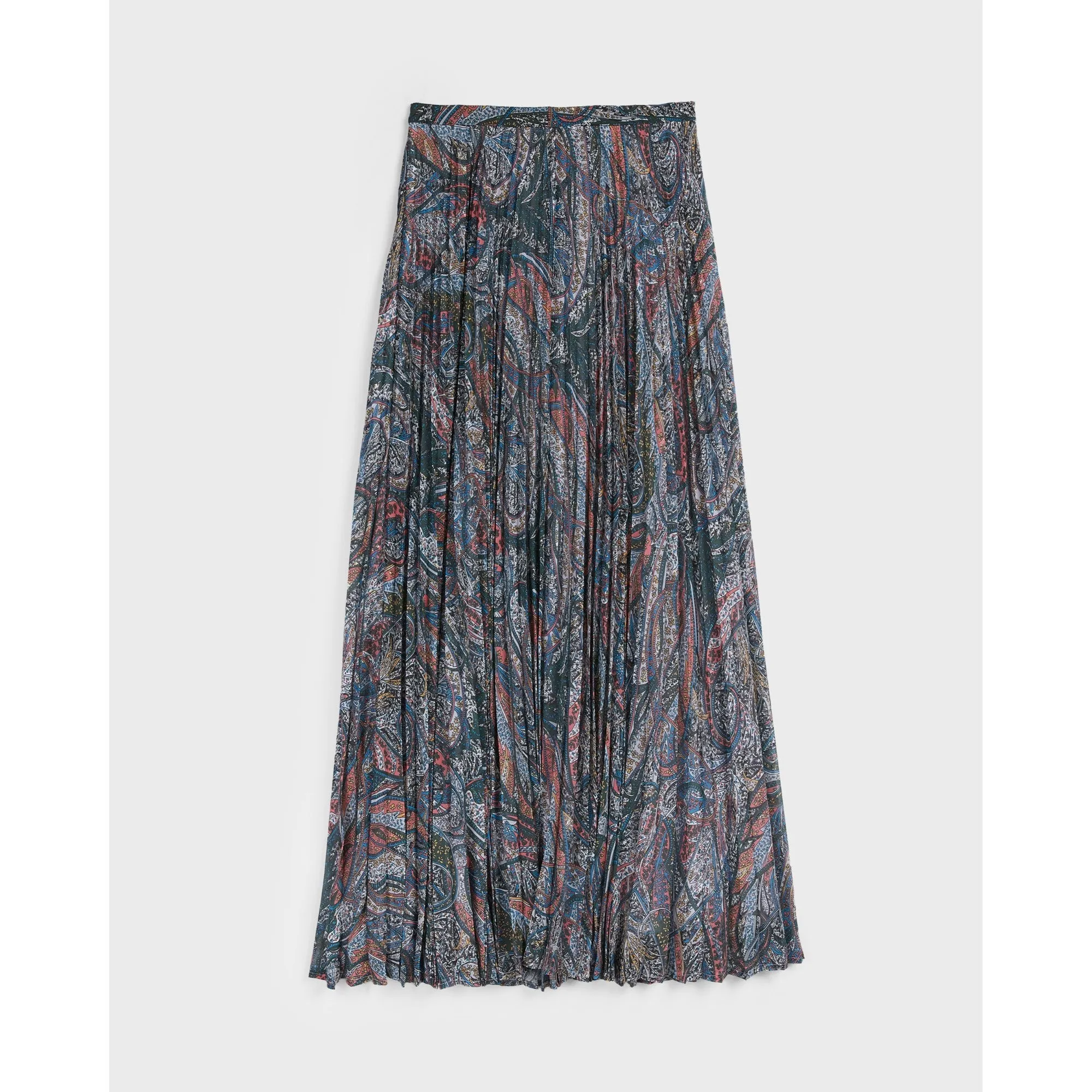 Women Dawwn-Lantern Print Pleated Maxi Skirt - Teal-Blue