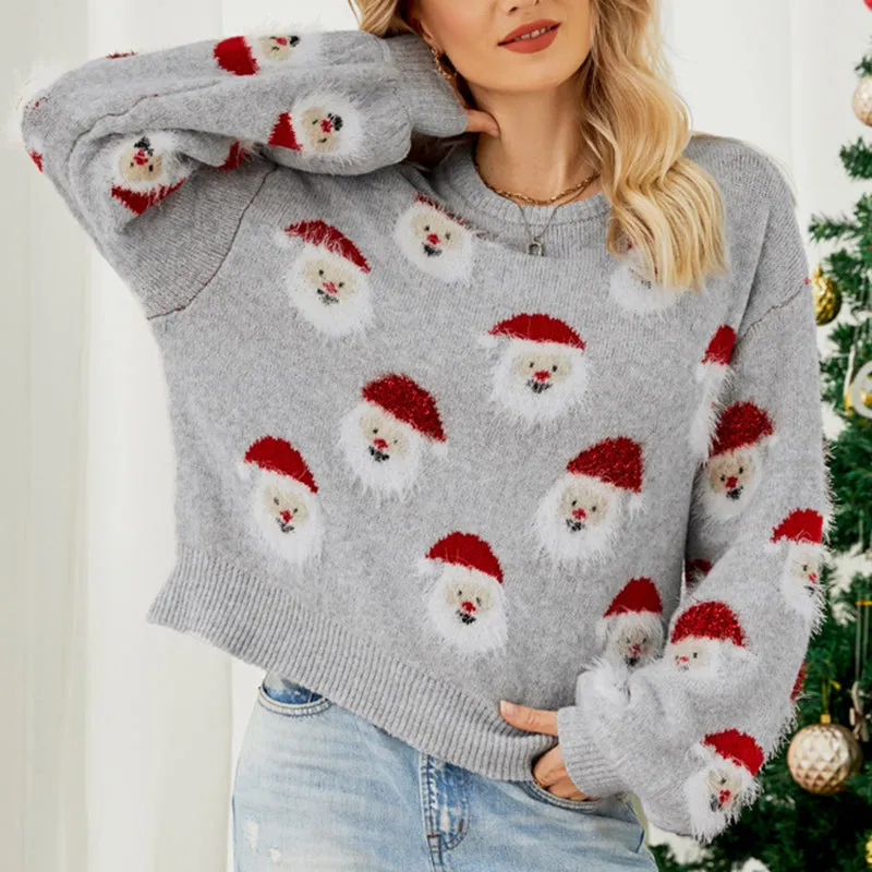 Women's santa pattern cute Christmas sweater